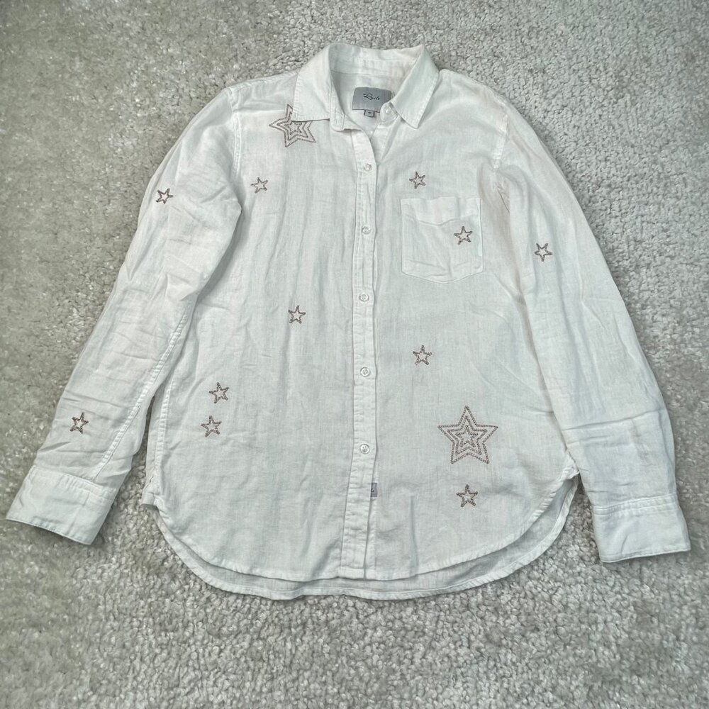 Rails Charli Metallic Stars Button Front Shirt Wh… - image 1